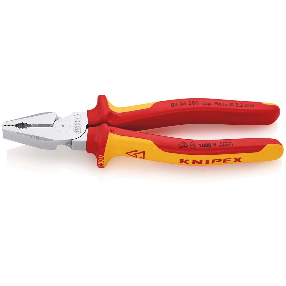 KNIPEX 02 06 200 Kracht-Kombitang geïsoleerd met meer-componentengrepen, VDE-getest verchroomd 200 m-0