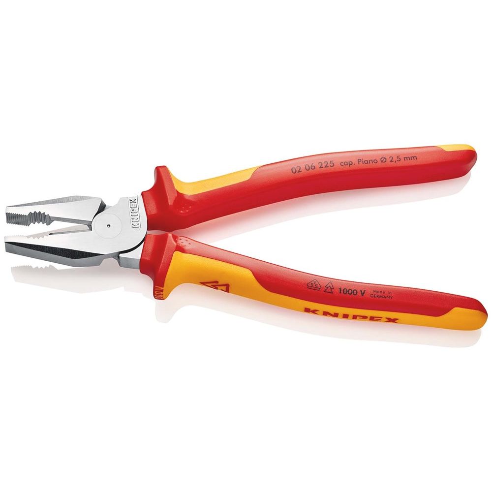 KNIPEX 02 06 225 Kracht-Kombitang geïsoleerd met meer-componentengrepen, VDE-getest verchroomd 225 m-2