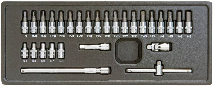 1/4" Bitdop+E-torxset, 28-delig, S-module