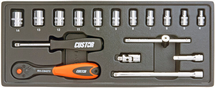 1/4" Doppenset, 17-delig, S-module