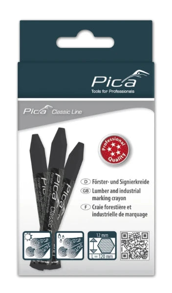 Pica Classic 590/46 Markeerkrijt PRO zwart - 12 krijtjes