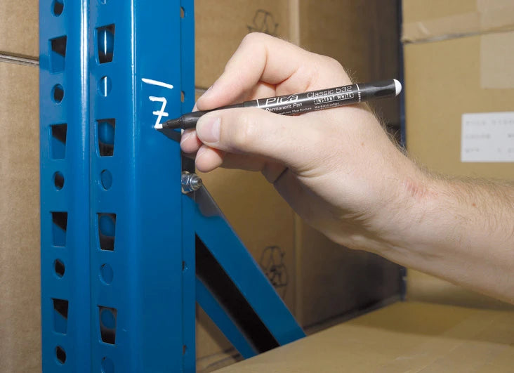 Pica Classic 532/52 Permanent Pen wit - ronde punt (10 stuks)