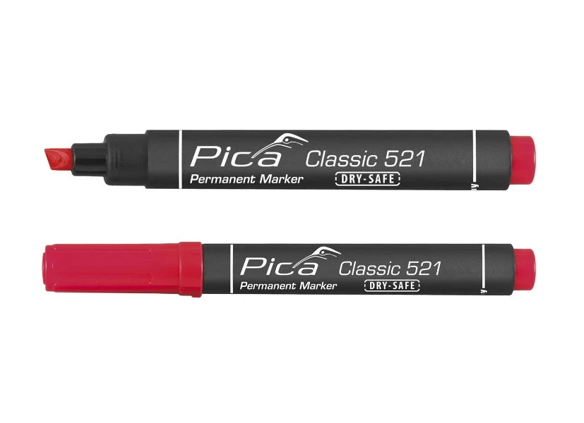Pica Classic 521/40 Permanent Marker rood - beitelpunt (10 stuks)