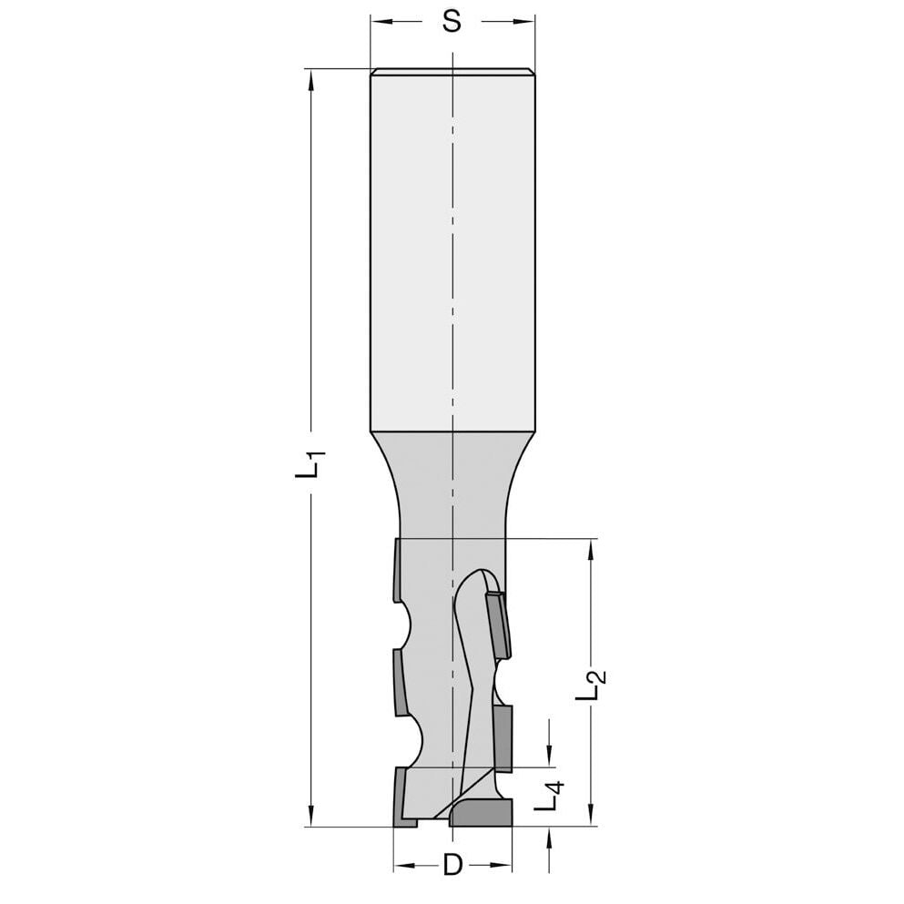 Diamant Groeffrees Ø 10 x 26 mm, TL=75 mm, S=12 mm, Z=1+1, DP