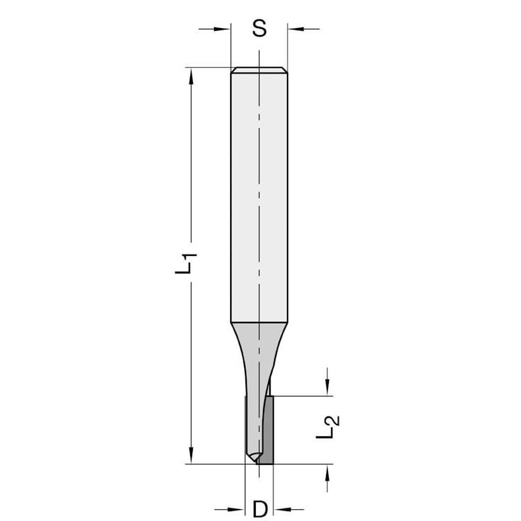 Diamant Groeffrees Ø 6 x 15 mm, TL=60 mm, S=8 mm, Z=1, DP Rechts