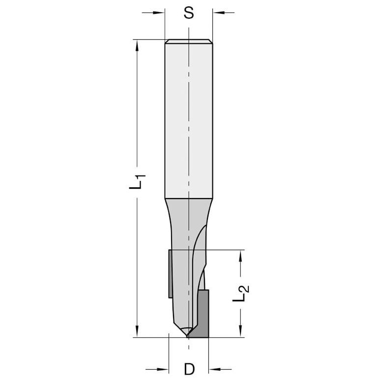 Diamant Groeffrees Ø 10 x 22 mm, TL=75 mm, S=12 mm, Z=1+1, DP Rechts