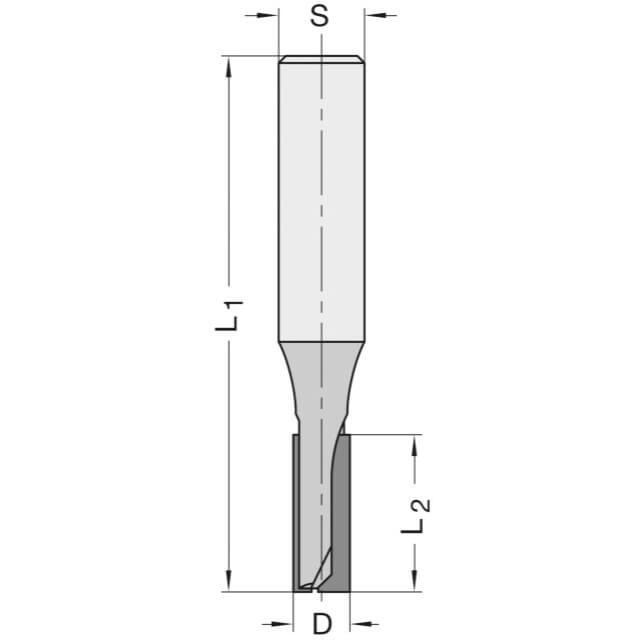 Diamant Groeffrees Ø 8 x 22 mm, TL=75 mm, S=12 mm, Z=2, DP Rechts