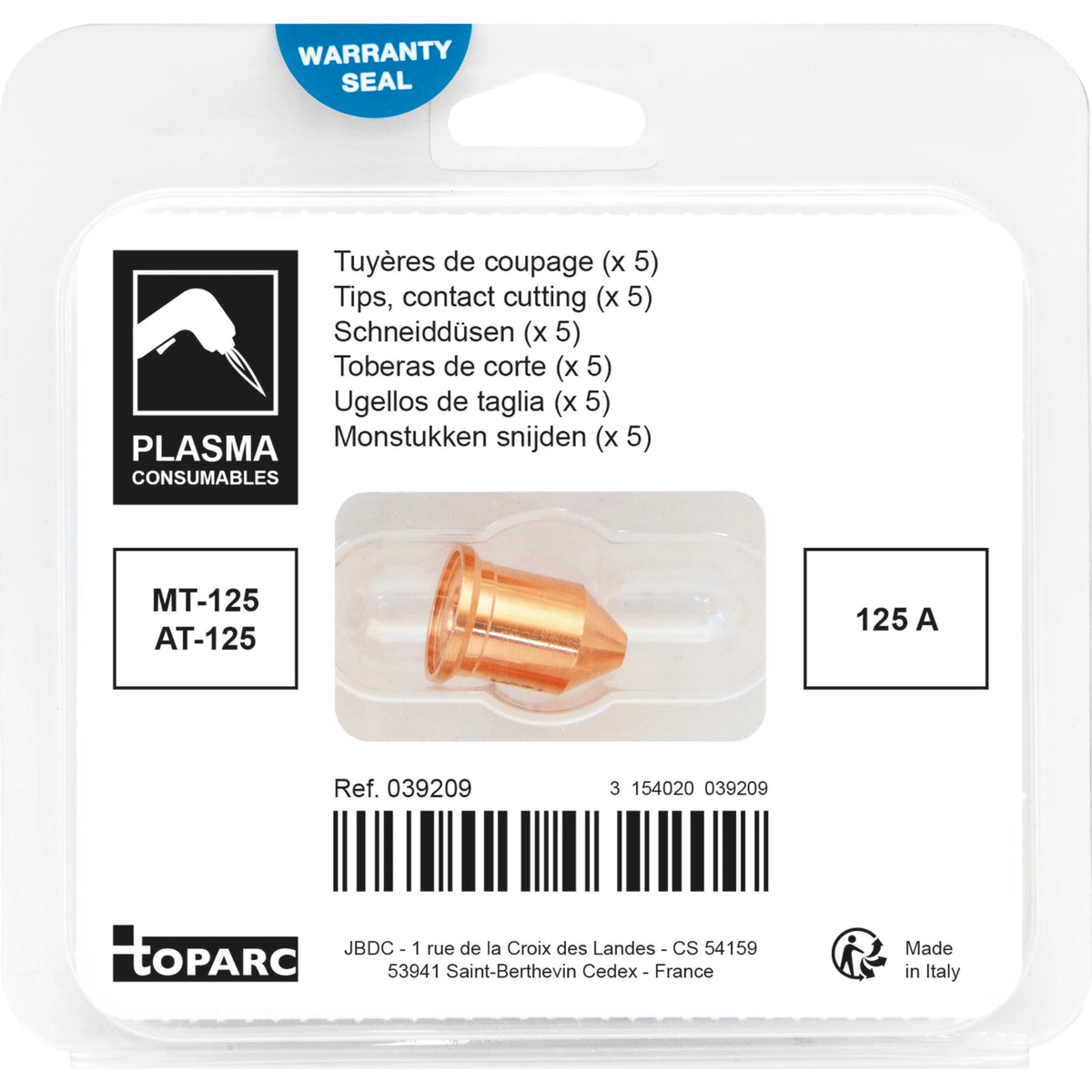 GYS Plasma snijmondstukken 125A voor MT-AT-125 (5 stuks) - afbeelding 3