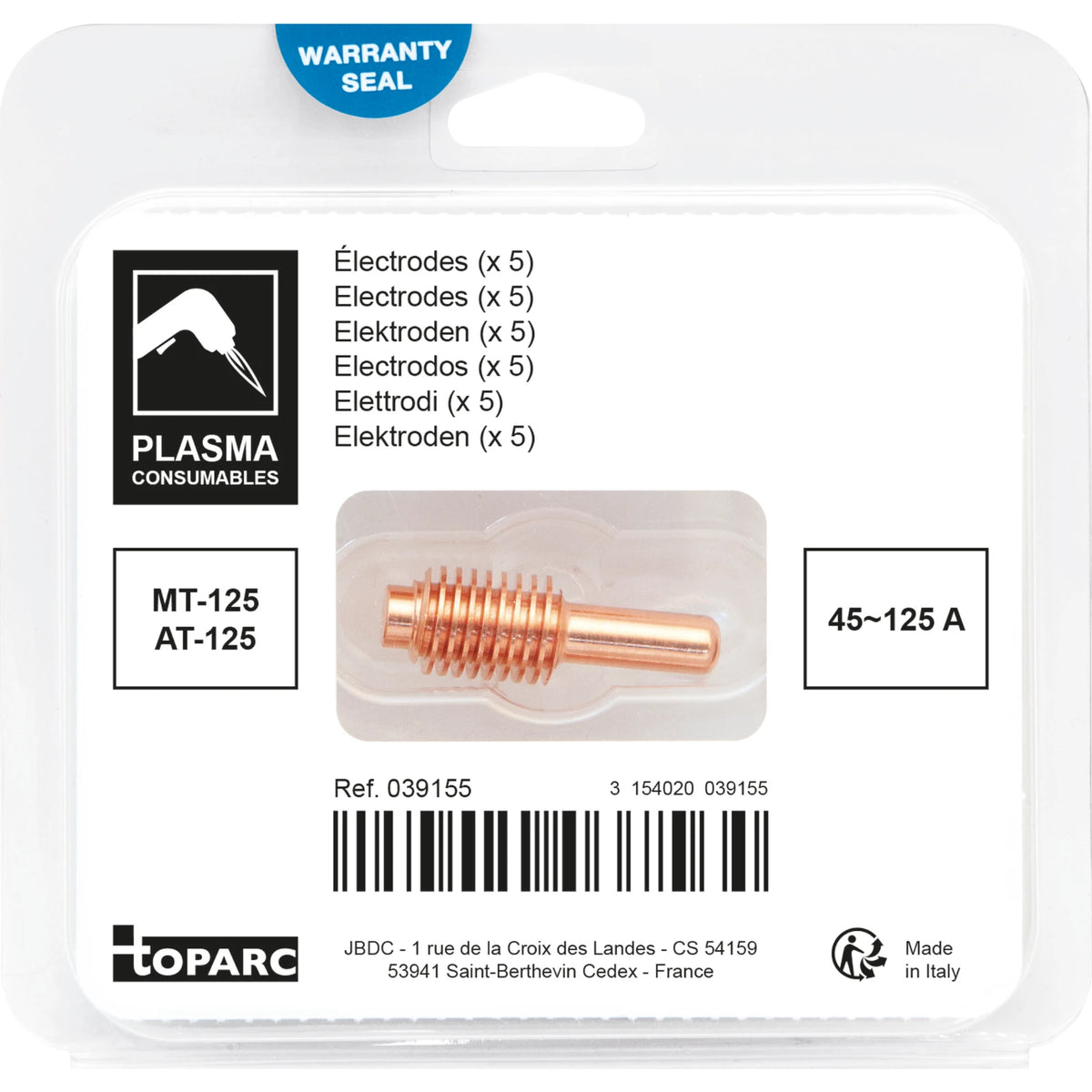 GYS Elektroden 45-125A voor plasmatoorts MT-AT (5 stuks) - afbeelding 3