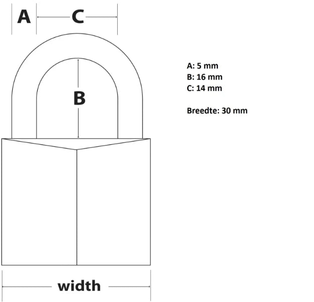 MasterLock Hangslot 30mm massief messing - beugellengte 16mm