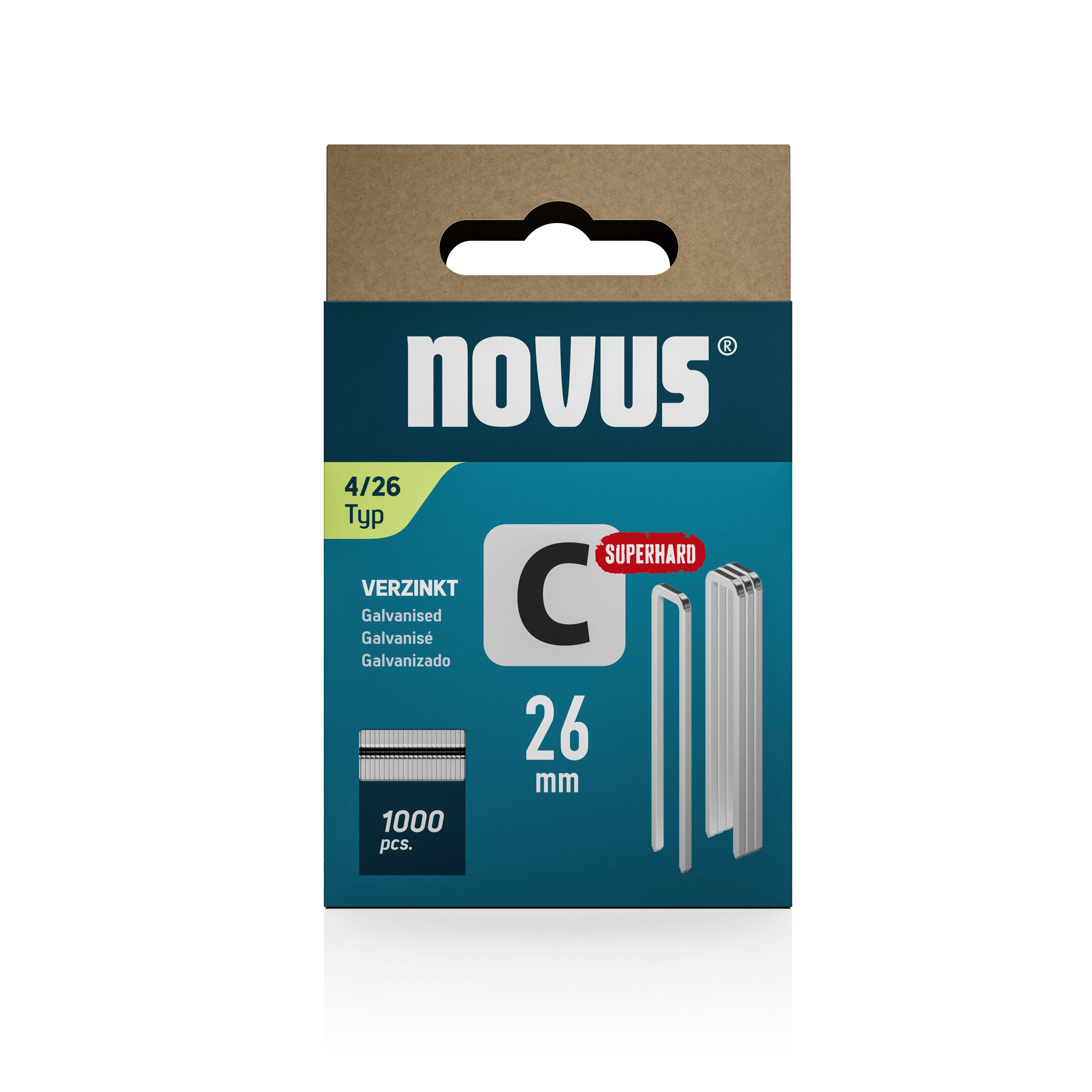 Novus Niet met smalle rug C 4/26mm Superhard (1.000 stuks)