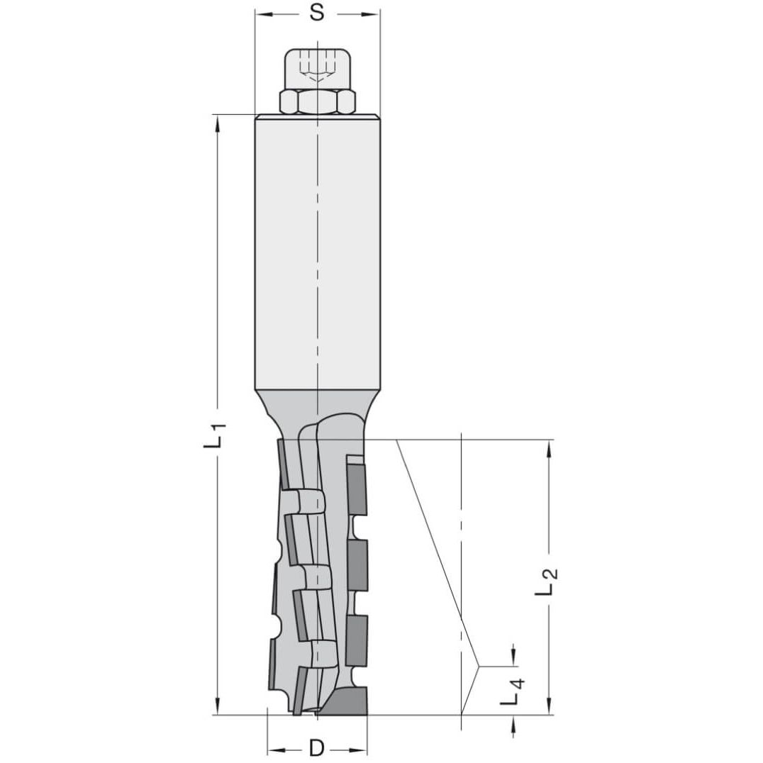 Diamant Groeffrees Ø 20 x 52 mm, TL=120 mm, S=25 mm, Z=1+1, DP