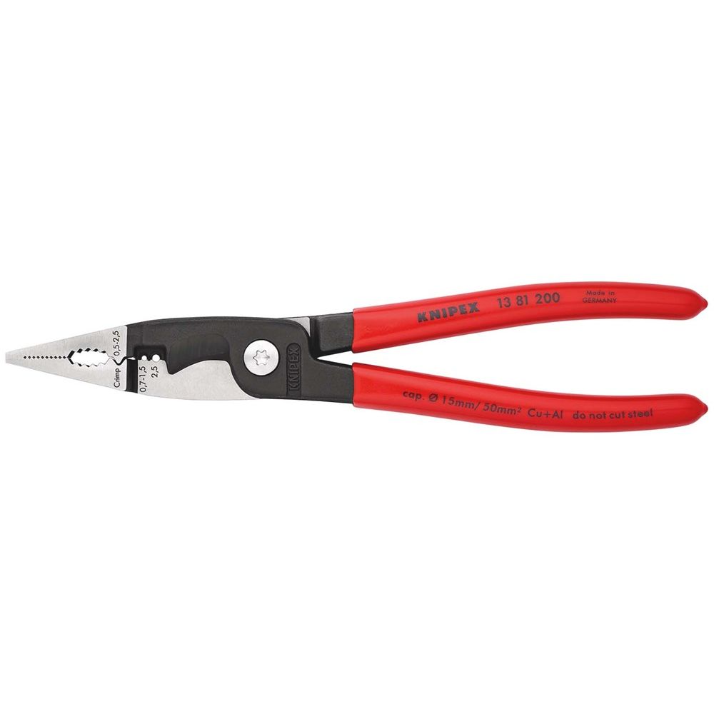 KNIPEX 13 81 200 Elektro installatietang met kunststof bekleed zwart geatramenteerd 200 mm-0