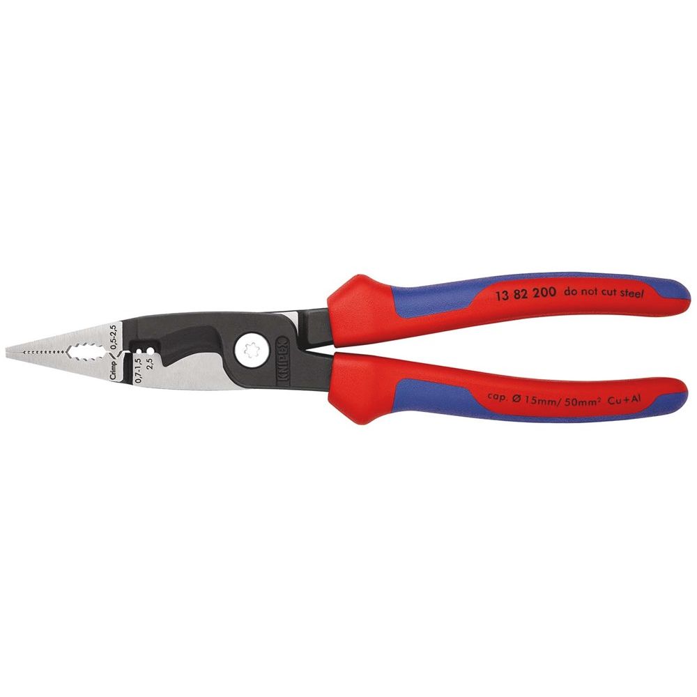 KNIPEX 13 82 200 Elektro installatietang met meer-componentengrepen zwart geatramenteerd 200 mm-1