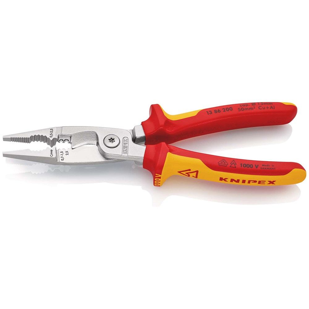 KNIPEX 13 86 200 Elektro installatietang geïsoleerd met meer-componentengrepen, VDE-getest verchroom-2