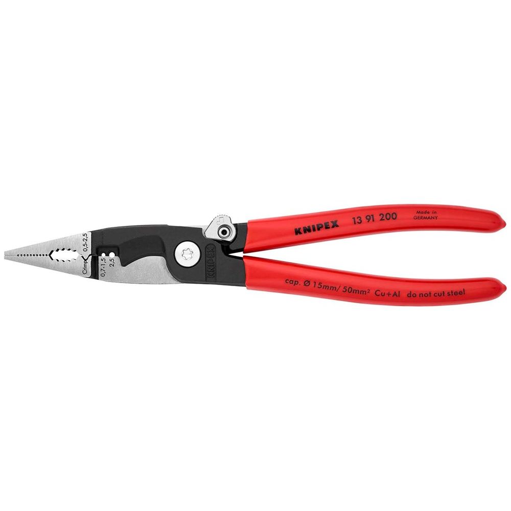 KNIPEX 13 91 200 Elektro installatietang met kunststof bekleed zwart geatramenteerd 200 mm-0