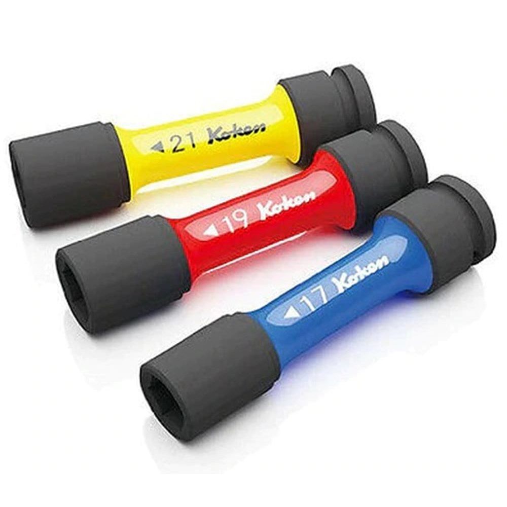 Set 1/2" slagdop SW17/19/21 6-kant Tbv. wielmoeren blauw/rood/wit-0