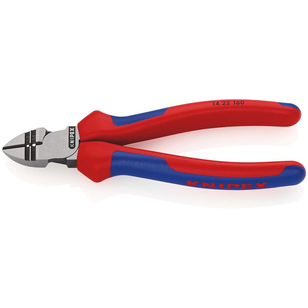 KNIPEX 14 22 160 Afstrip-zijsnijtang met meer-componentengrepen zwart geatramenteerd 160 mm-0