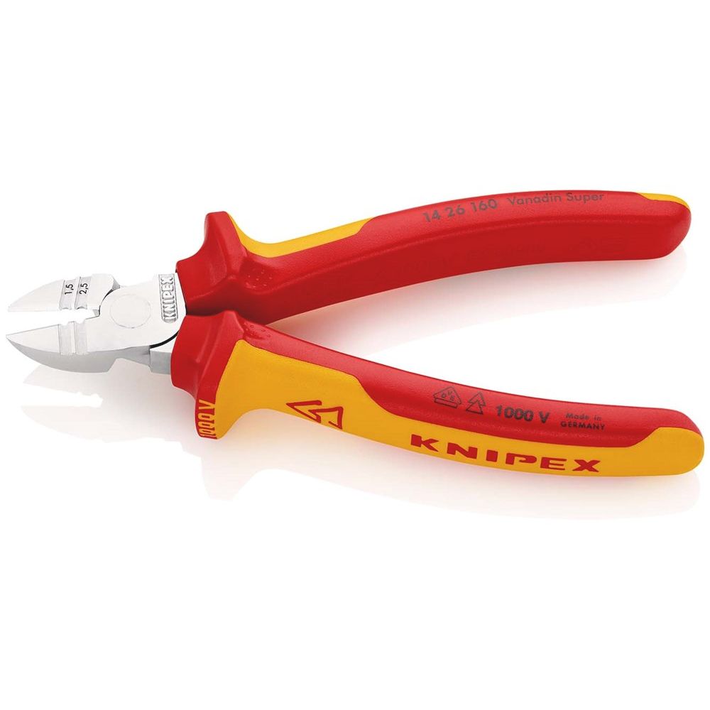 KNIPEX 14 26 160 Afstrip-zijsnijtang geïsoleerd met meer-componentengrepen, VDE-getest verchroomd 16-2