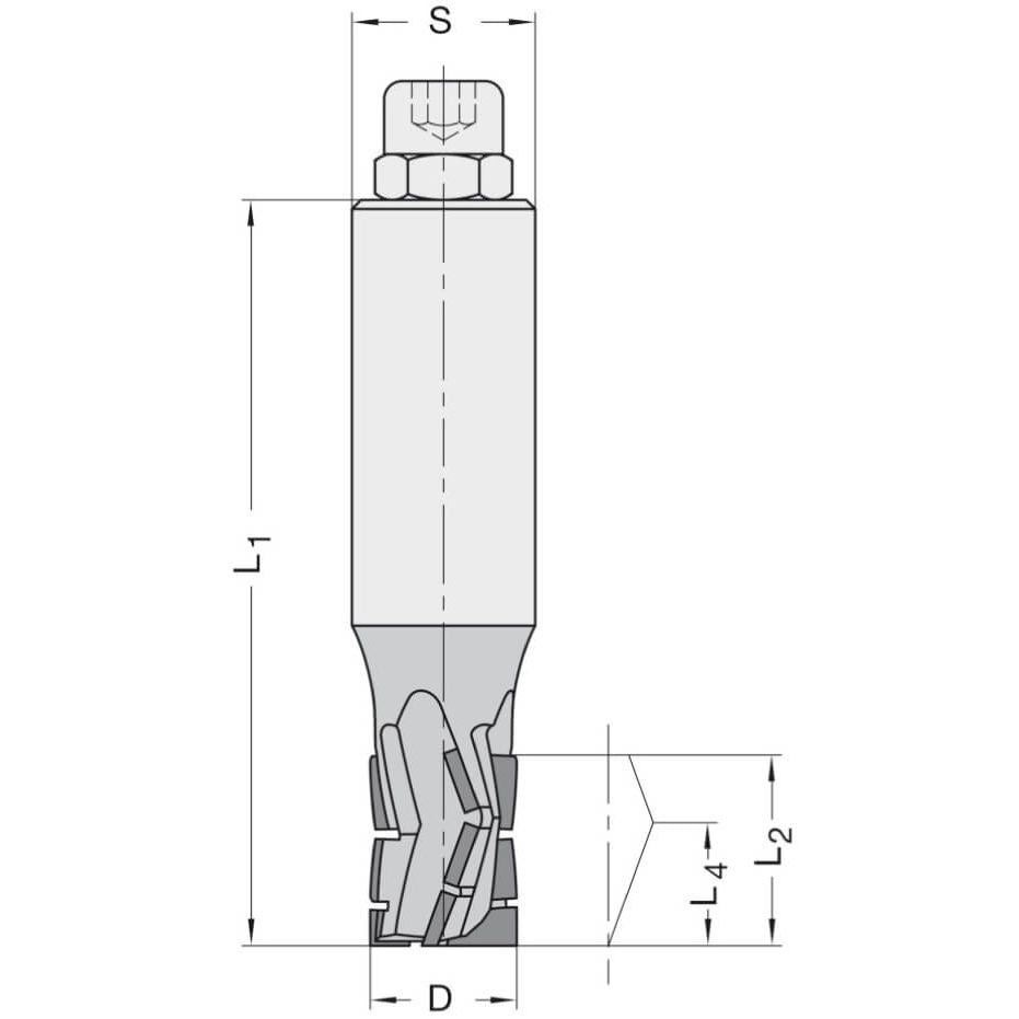 Diamant Groeffrees Ø 16 x 21 mm, TL=85 mm, S=20 mm, Z=4, DP Rechts