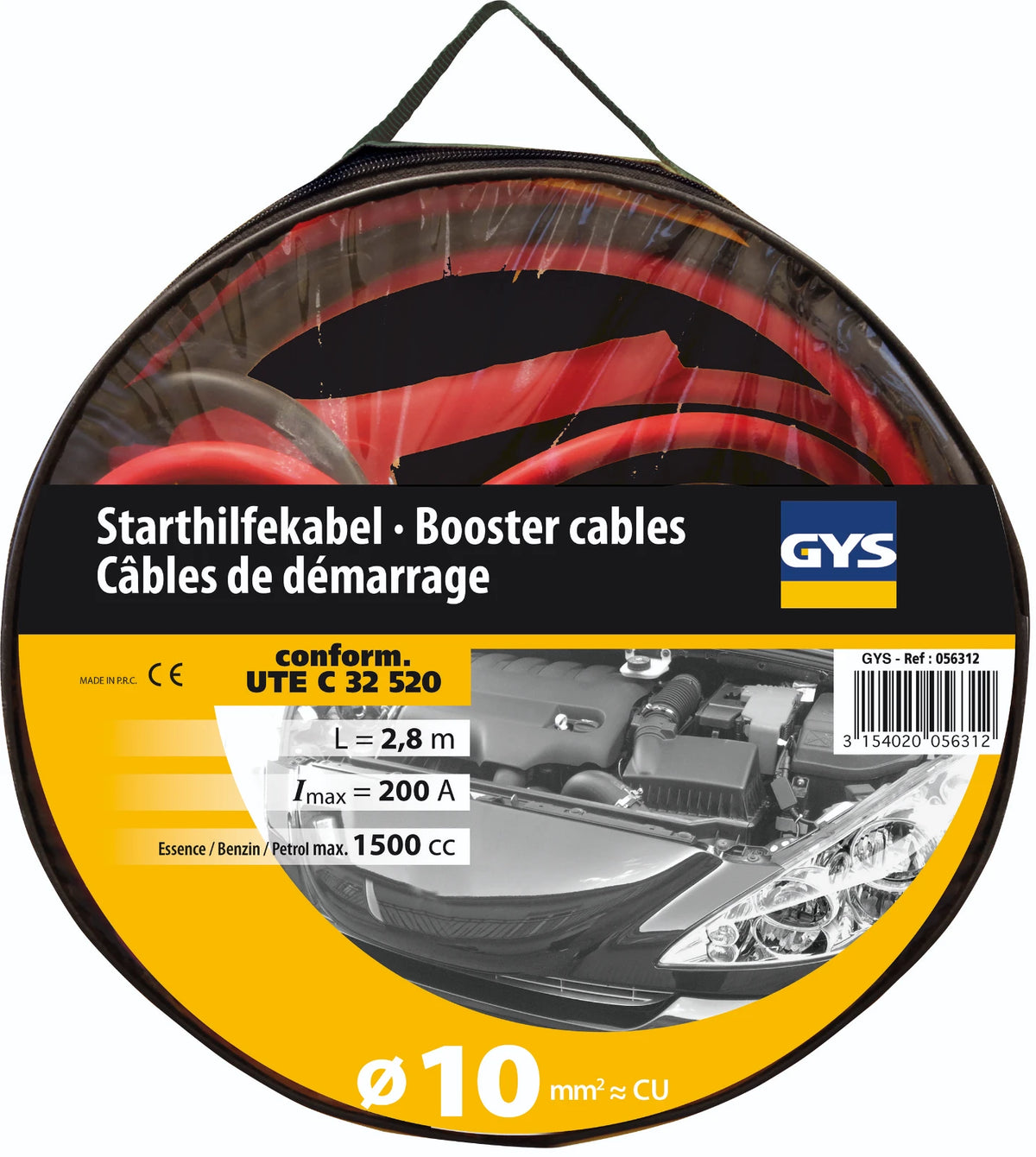 GYS Startkabel 200A met geïsoleerde klem 2,8 m - afbeelding 2