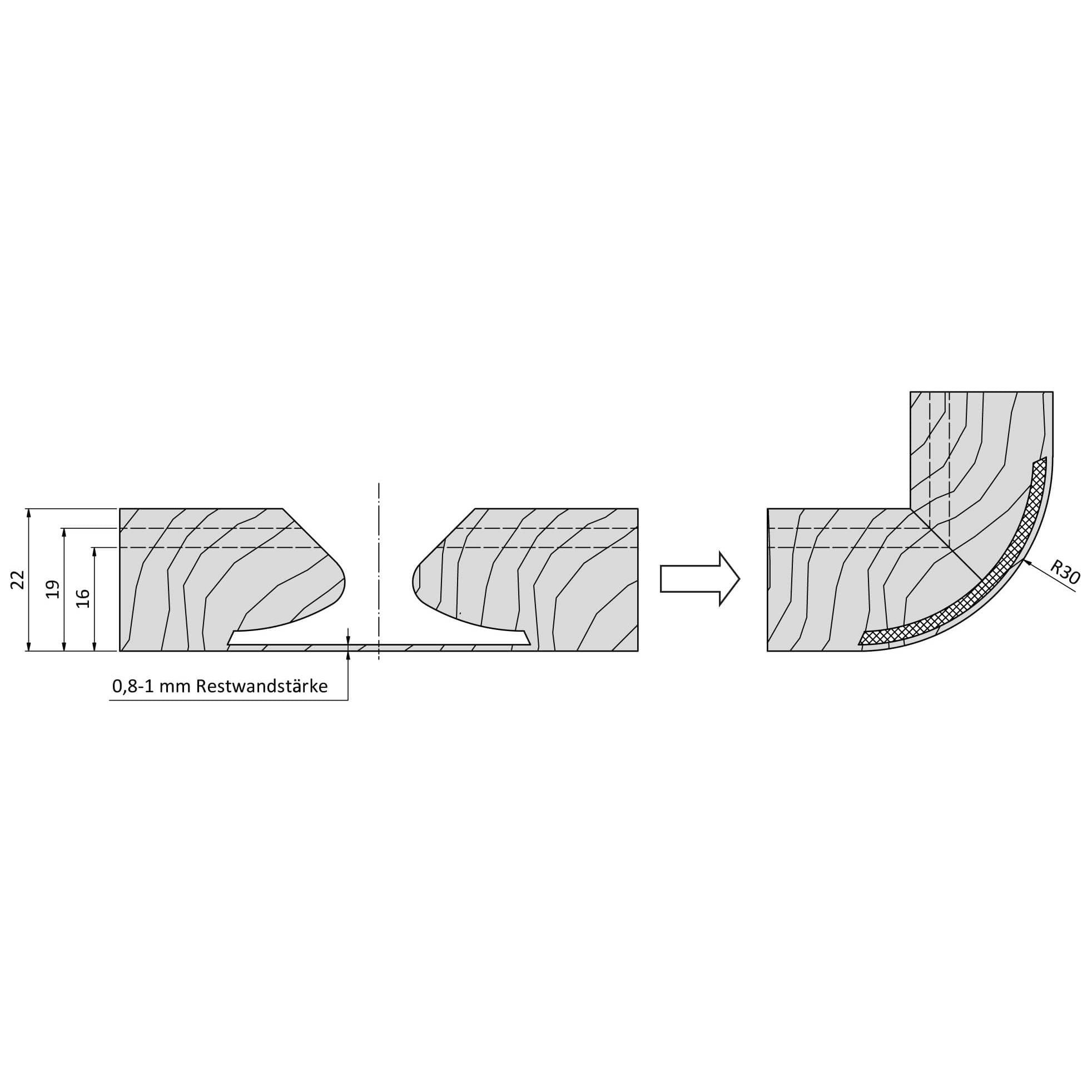 Diamant Vouwfrees R=30 mm, L2=25 mm in HSK-63F opname, Z=2, DP