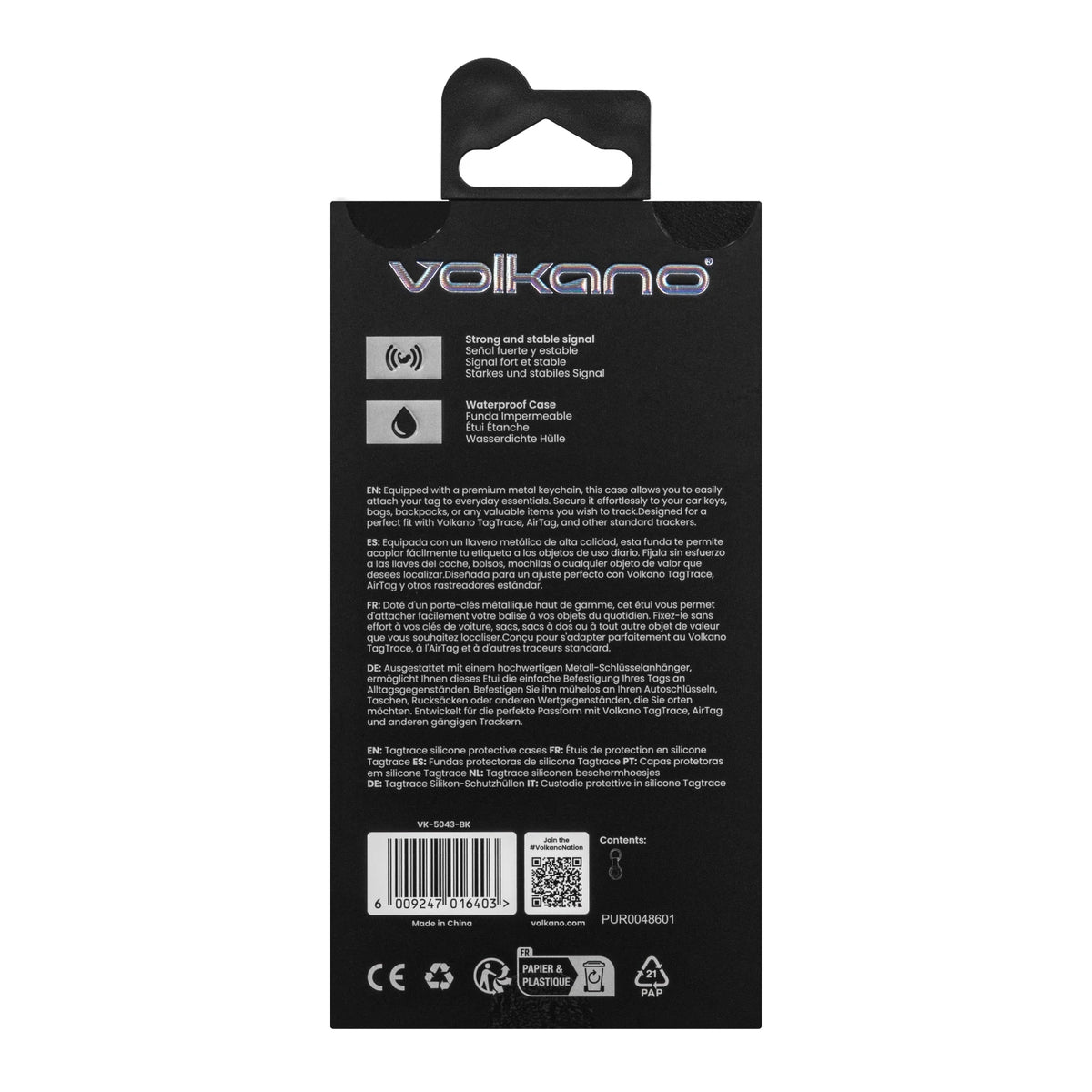 Volkano TagTrace Duo Siliconen trackerhouder – Zwart