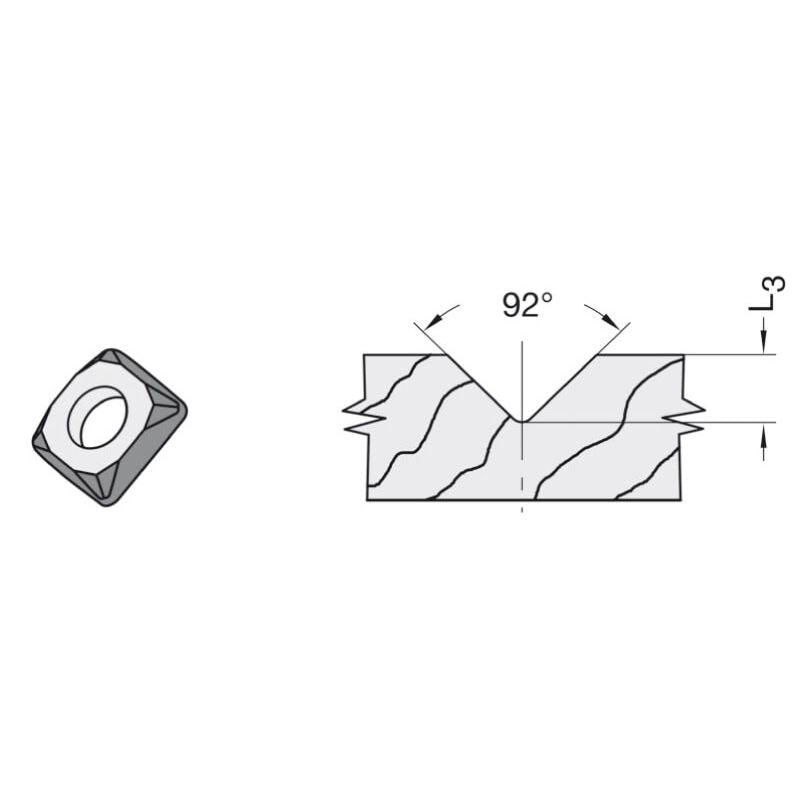 Diamant Sierprofielfrees 92°, L3=5,6 mm, TL=65 mm, S=12 mm, Z=1, DP