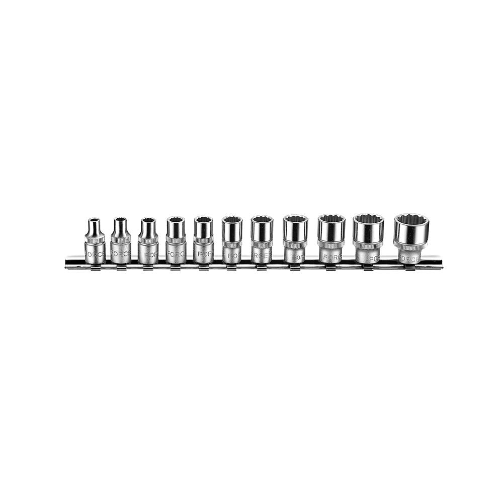 11-delige 1/4" 6-kant flank doppenset (SAE)