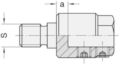 Reduceerstuk opname 10 mm, Buitendraad M10 met passing