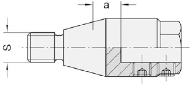 Reduceerstuk opname 10 mm, Buitendraad M10 konisch