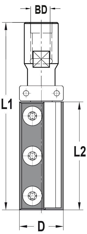Keermeskantenfrees recht Ø 22 x 50 mm, TL=86 mm, Binnendraad M12, HW
