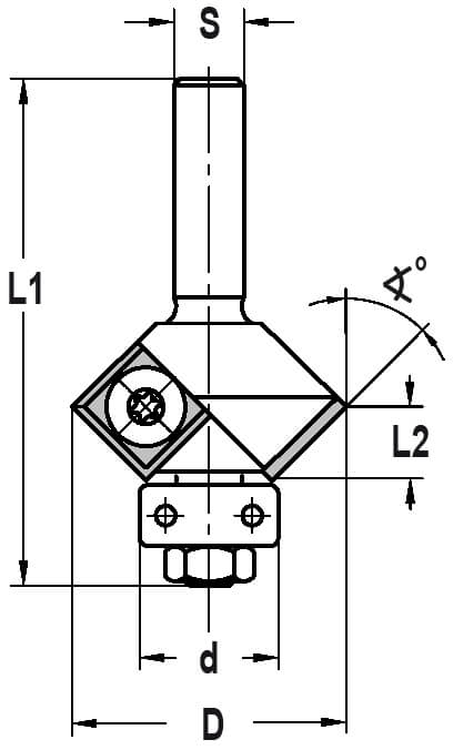 Keermesfasefrees 30° met lager, L2=10.5 mm, S=8 mm, HW
