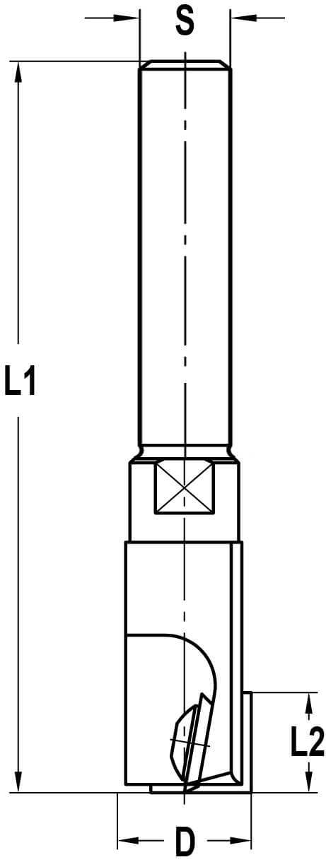 Keermesgroeffrees Ø 24 x 12 mm, TL=130 mm, S=12 mm, HW