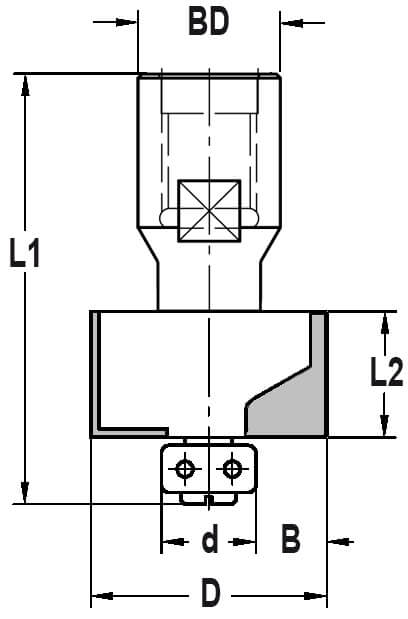 Sponningfrees D=24 B=2,0 lager 20mm, HW - Binnendraad M12