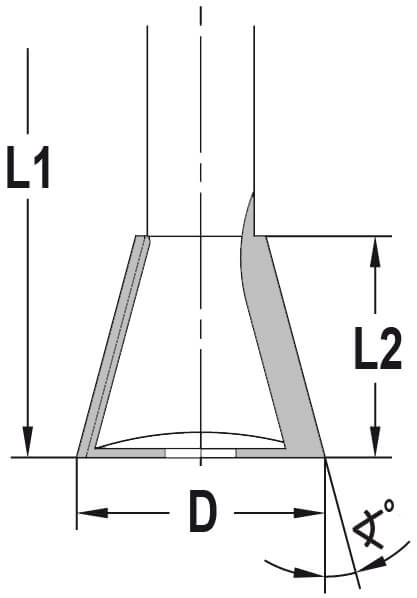 Watergootfrees R=5 D=25x25 mm, HW - Schacht: 12 mm
