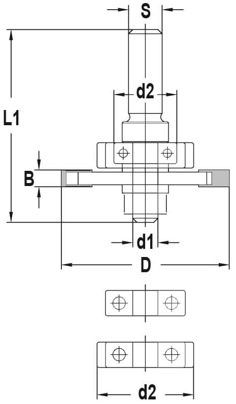 Lamellofreesset met 3 geleidelagers, D=40 mm, S=8 mm, HW