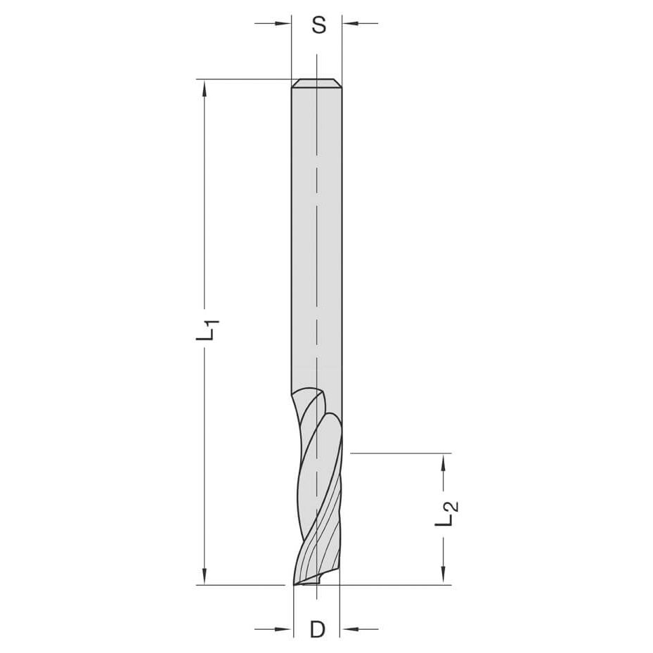Spiraalgroeffrees Ø 16 mm, x 27 mm, TL=60 mm, Z=1, VHW