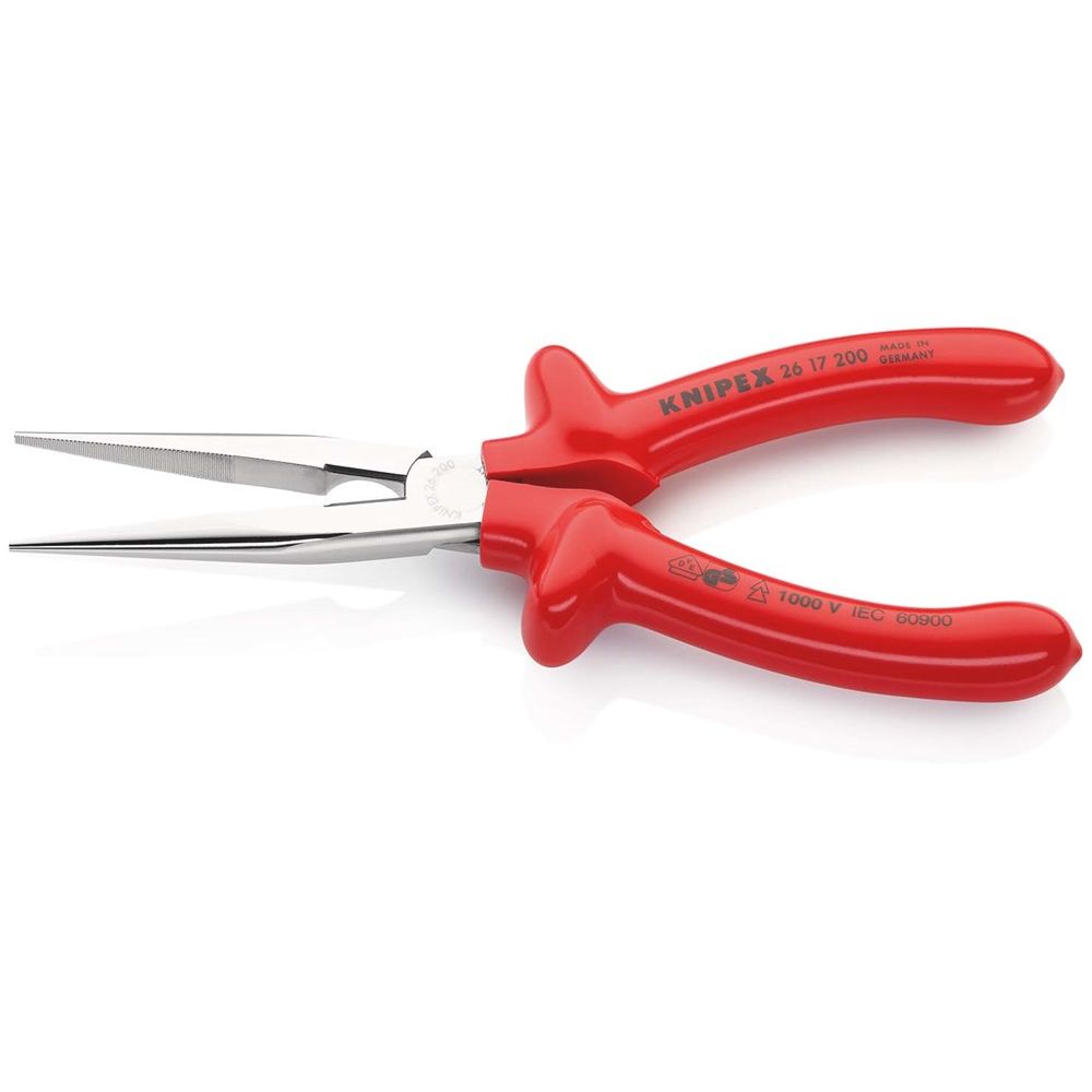KNIPEX 26 17 200 Platspitse tang met zijsnijder (telefoontang) dompelisolatie, VDE-getest verchroomd-2