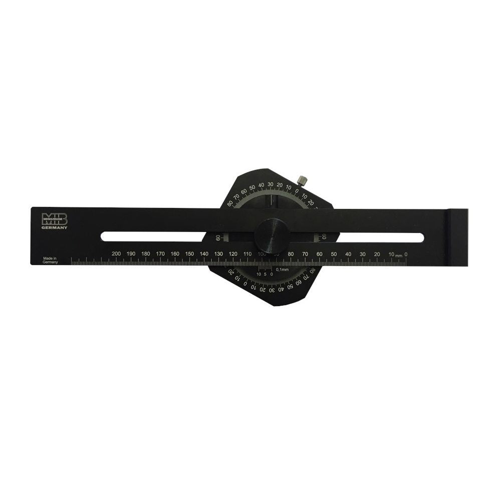 Afschrijfliniaal 300mm gehard aluminium met gradenmeter-0