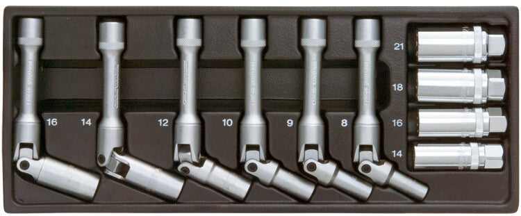 3/8" Bougie/gloeibougie doppenset, 10-delig, S-module