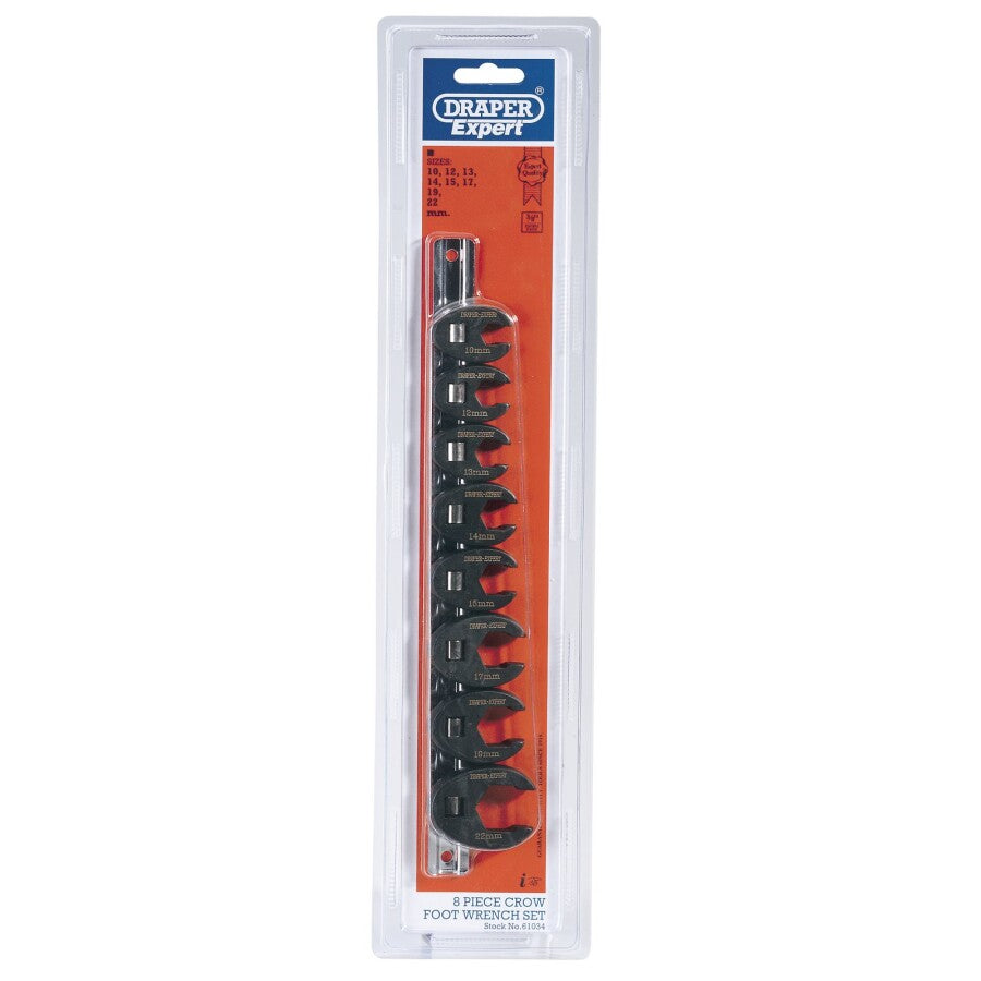 3/8" Crowfoot open ringsleutelset, 8dlg