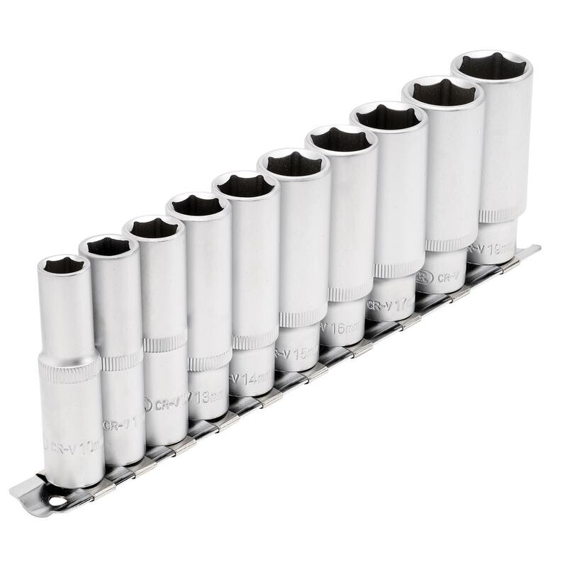 3/8" Doppenrail lang, 10-delige