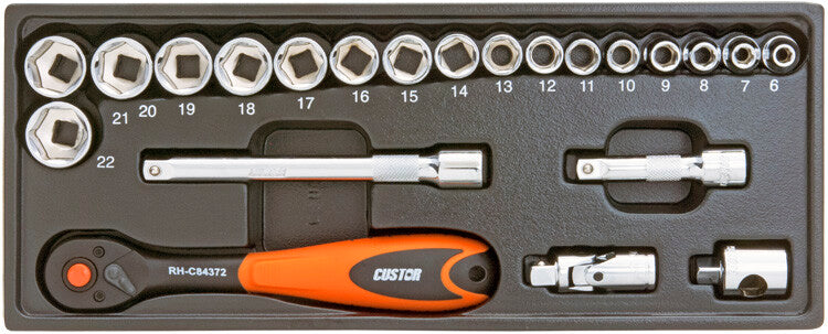 3/8" Doppenset, 22-delig, S-module