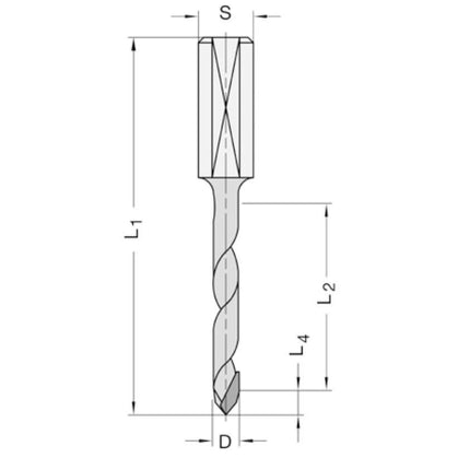 Diamant doorgangsboor Ø 6 mm, SL=35 mm, TL=70 mm, S=10x26 mm, Z=1, DP