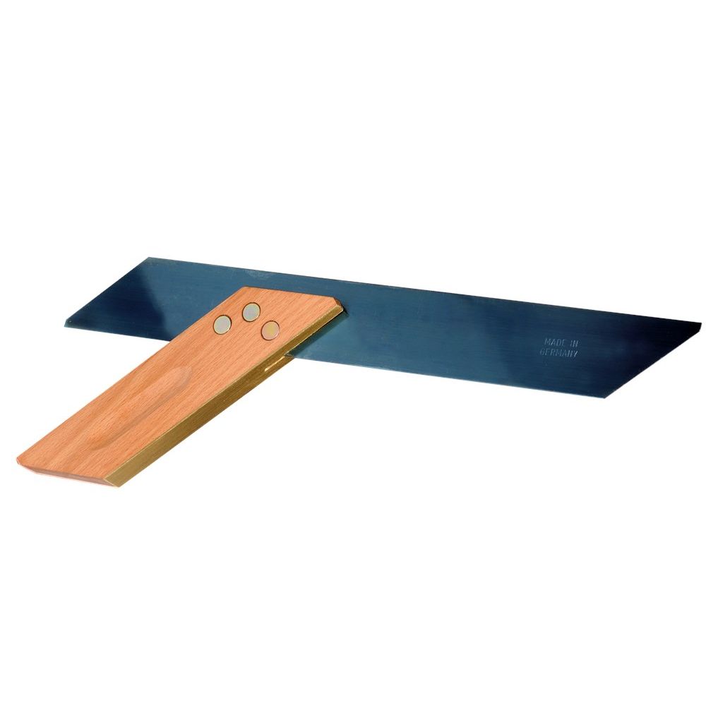 Verstekhaak 300x42mm, houten handvat blauw gelakt stalen blad, hoek 45/135°-0