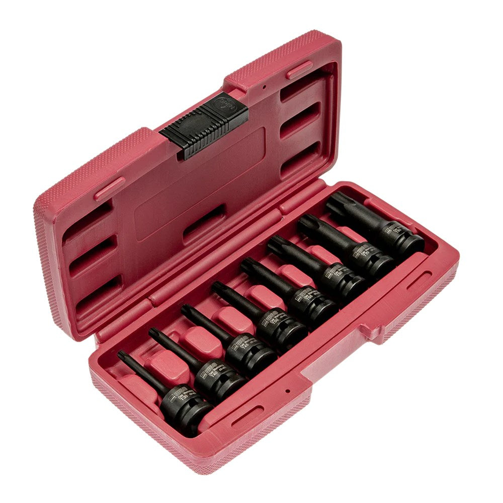 1/2" set Torx krachtdoppen, TX30 - TX80, DIN 3121-0