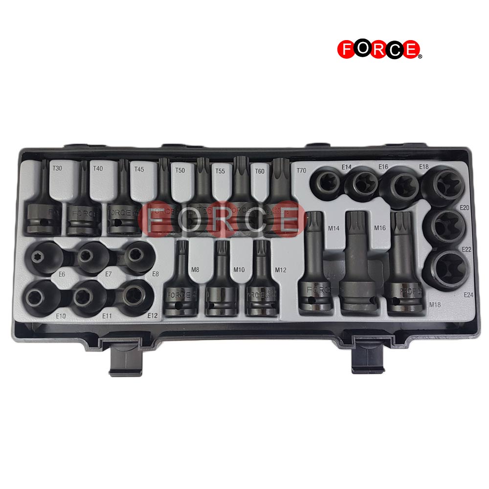 25-delige 1/2" slagsterdop & ster- en splinedop bitset