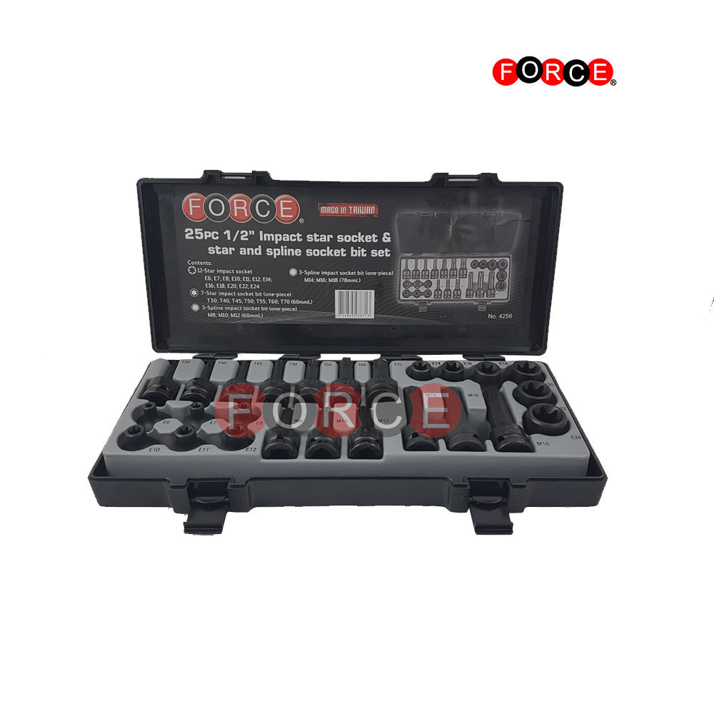 25-delige 1/2" slagsterdop & ster- en splinedop bitset