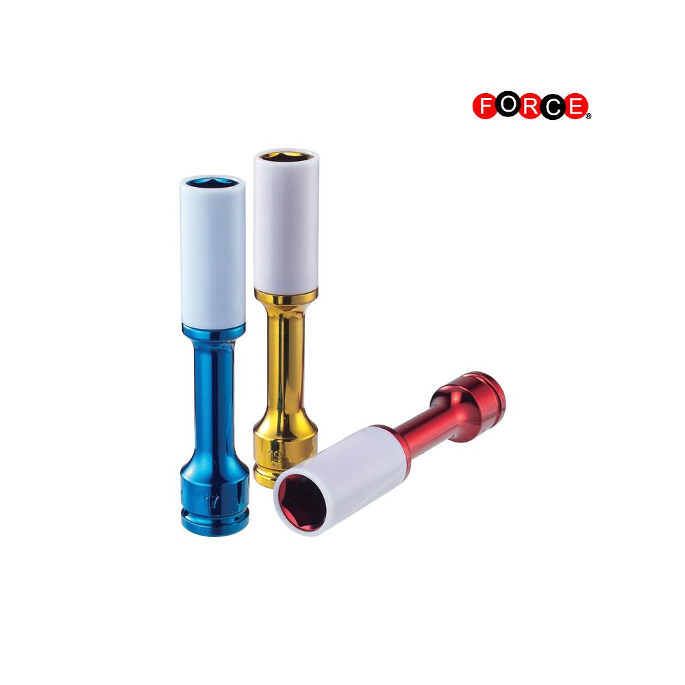 1/2" 6pt. Krachtdop lang 21mm 150mmL Rood